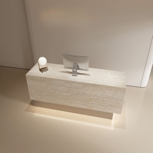 Stone Rectangle Reception Desk
