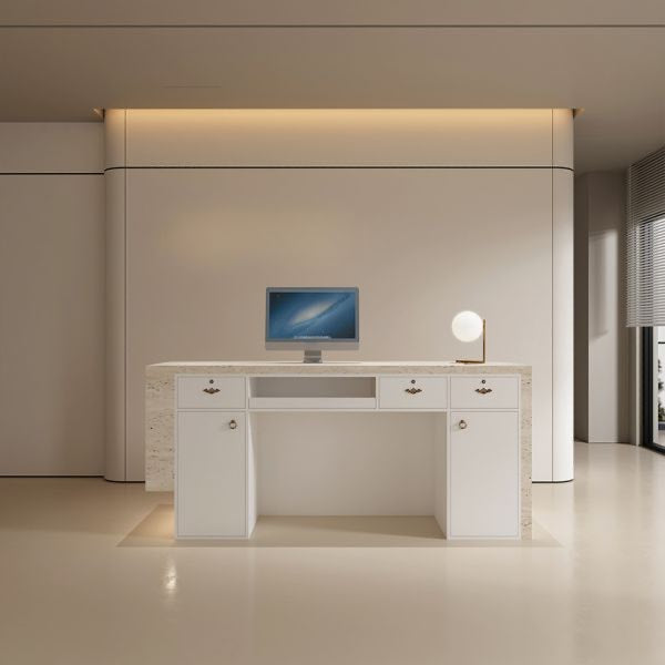 Stone Rectangle Reception Desk